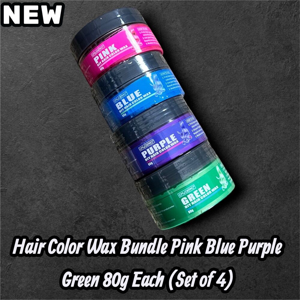 New DIY Hair Color Wax Bundle Pink Blue Purple Green 80g Each (Set of 4)